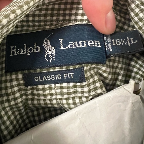 Green checkered Ralph Lauren Polo Button Down - Picture 2 of 3